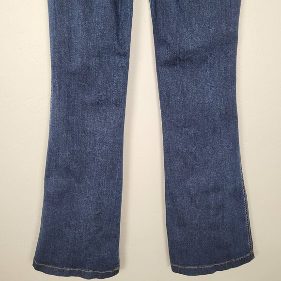Spanx Flare Jeans Stretch Pull On High Rise Midnight Shade Blue Size L - Picture 7 of 11
